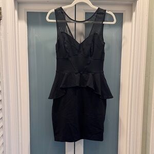 bebe Black Mesh Panel Mini Dress